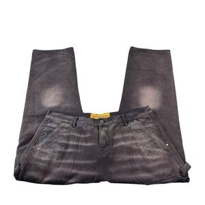 Menace Los Angeles Black Brown Heavy Canvas Double Knee Y2K Carpenter Jeans 38